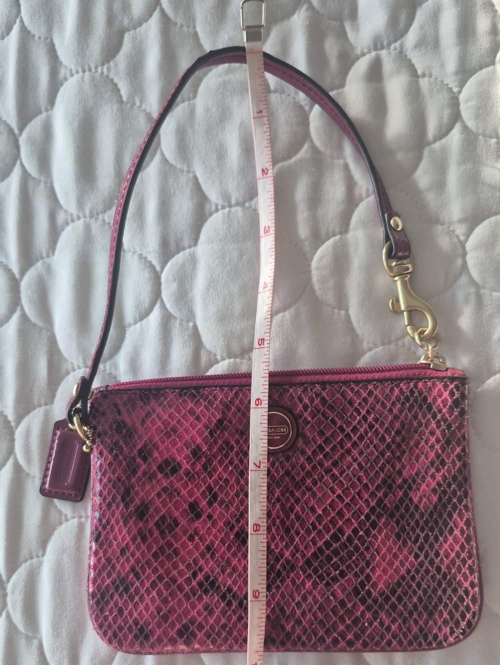 Coach Pink Snake-Print Wristlet with Gold Accents - Picture 6 of 7